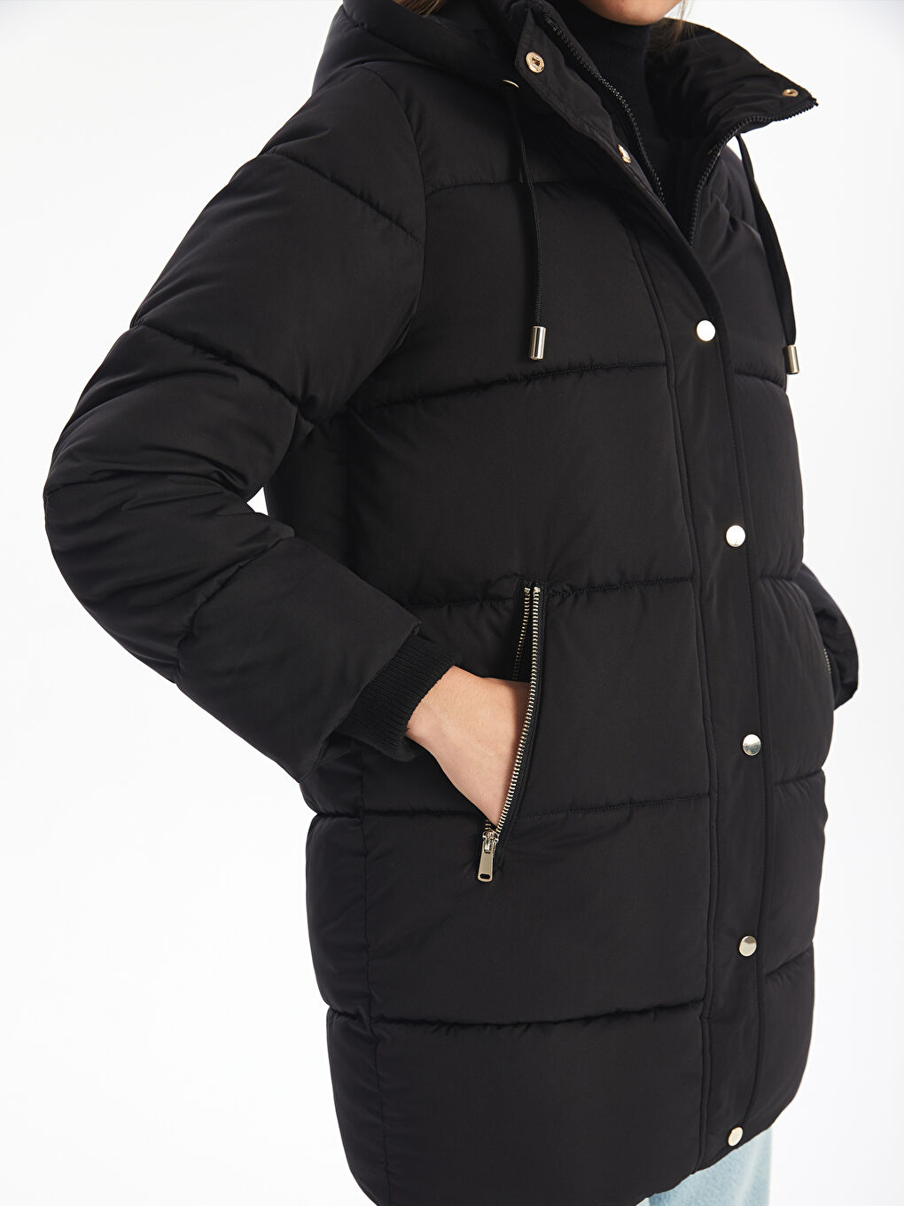 Geacă Matlasată cu Glugă pentru Femei-2