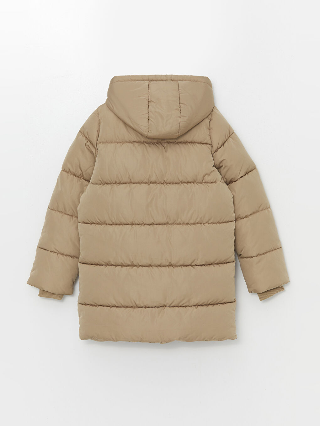 Bej Kapüşonlu Kadın Şişme Mont-6