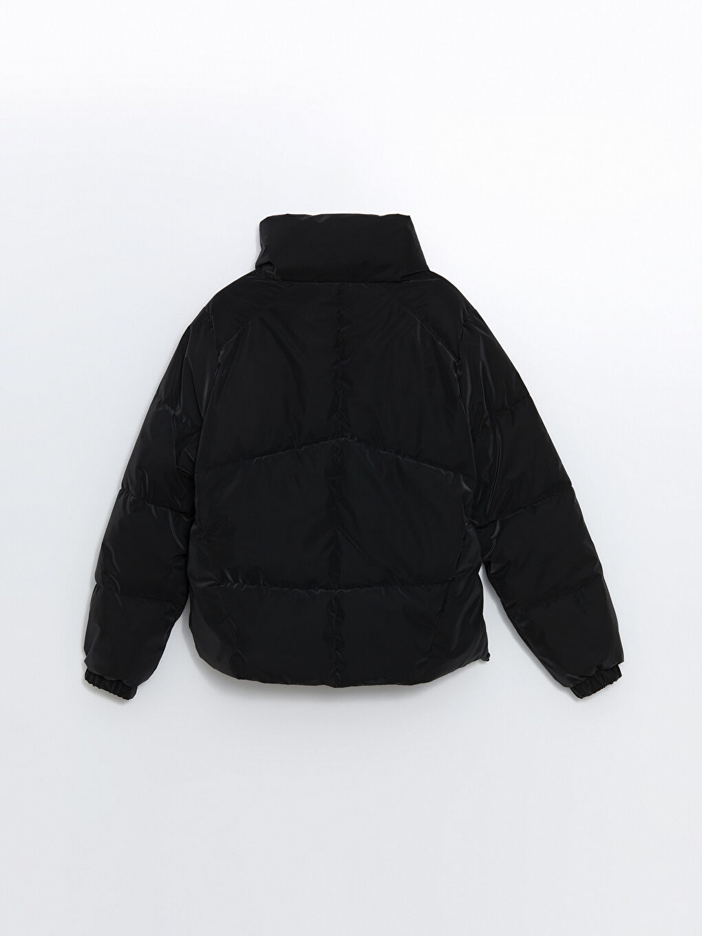 Funnel Neck Oversize Faux Leather Women's Puffer Coat-7