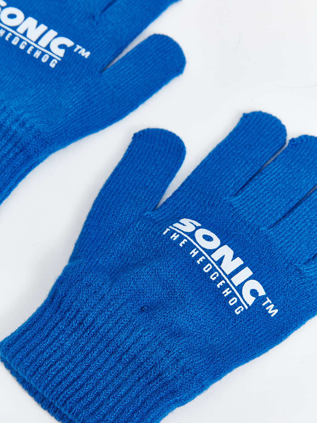 Mavi Sonic Baskılı Triko Erkek Çocuk Eldiven-1