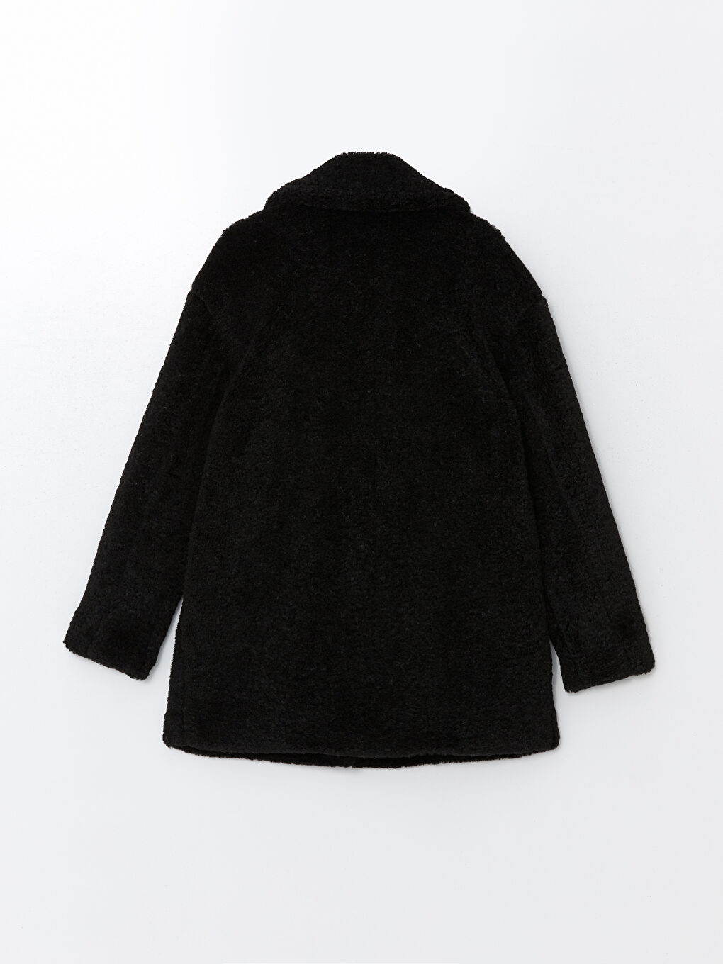 Siyah Ceket Yaka Kadın Teddy Kaban-6