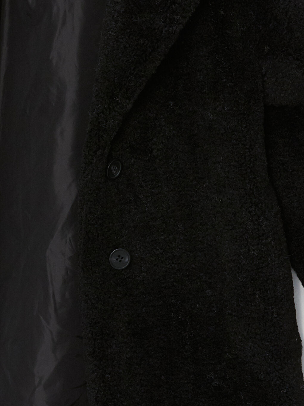 Siyah Ceket Yaka Kadın Teddy Kaban-7