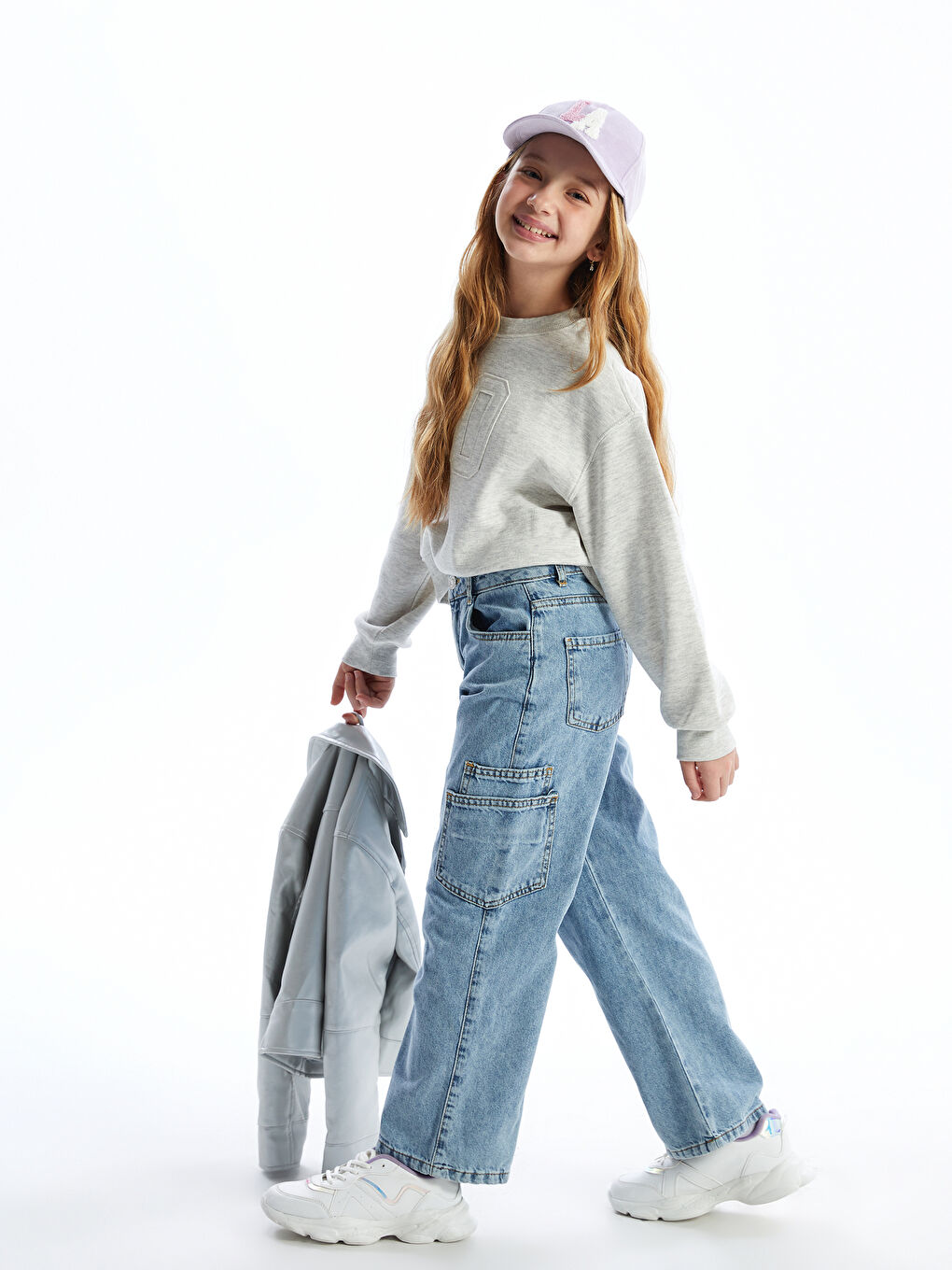 LCW Kids Girl's Jean Trousers with Adjustable Elastic Waist -W4AS14Z4-SHK