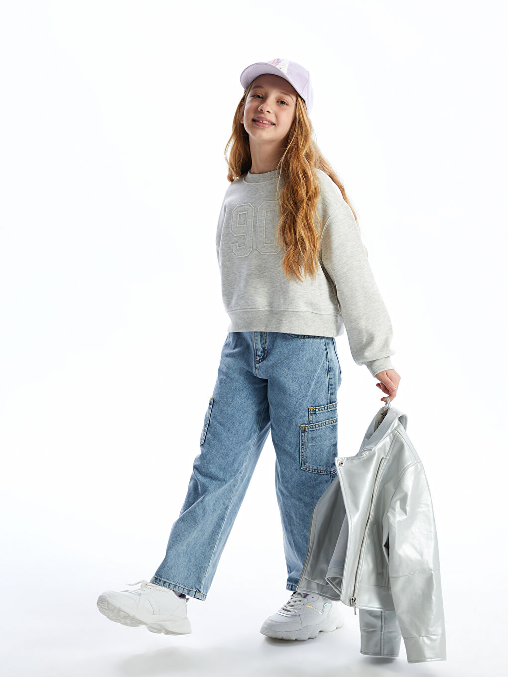 LCW Kids Girl's Jean Trousers with Adjustable Elastic Waist -W4AS14Z4-SHK