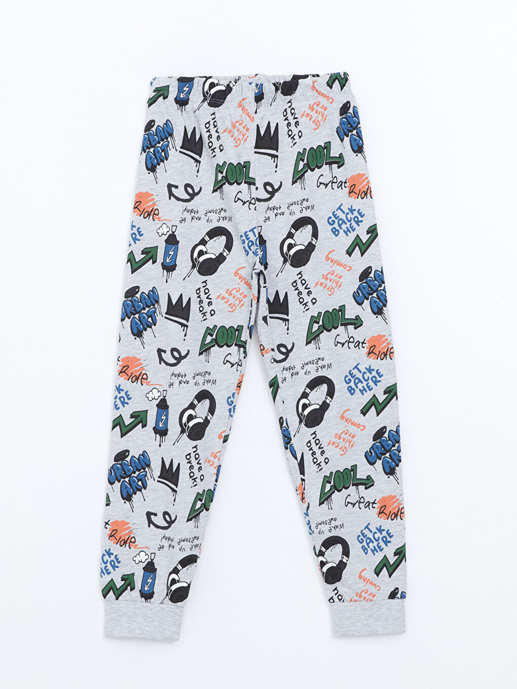 Gri Beli Lastikli Baskılı Erkek Çocuk Pijama Alt