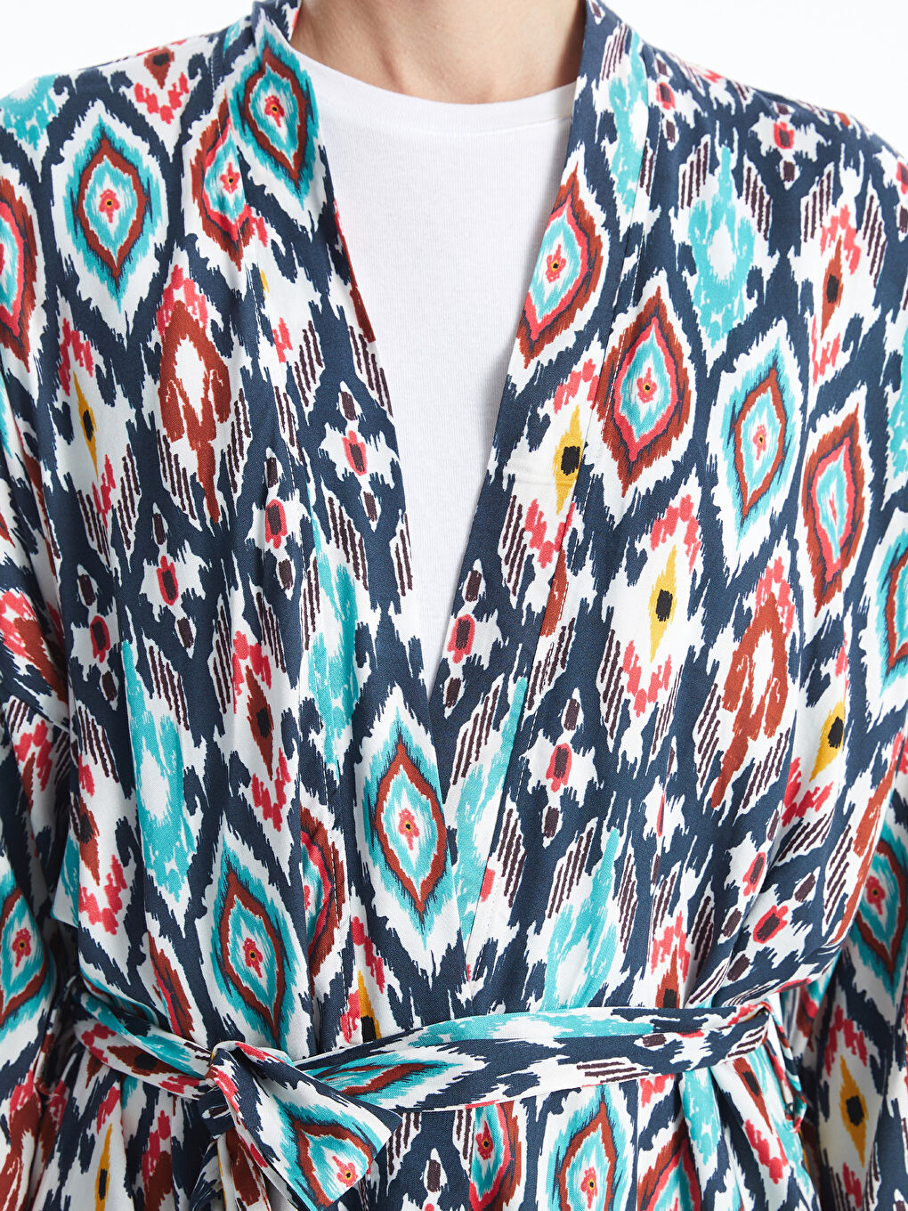 Shawl Collar Patterned Oversize Women's Kimono-2