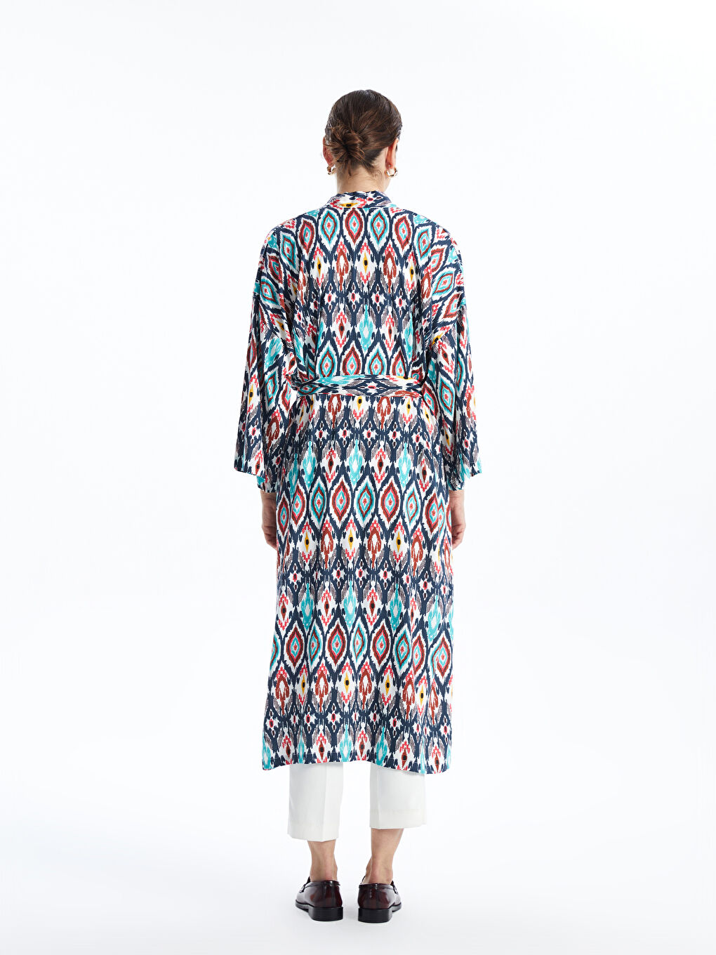 Shawl Collar Patterned Oversize Women's Kimono-3
