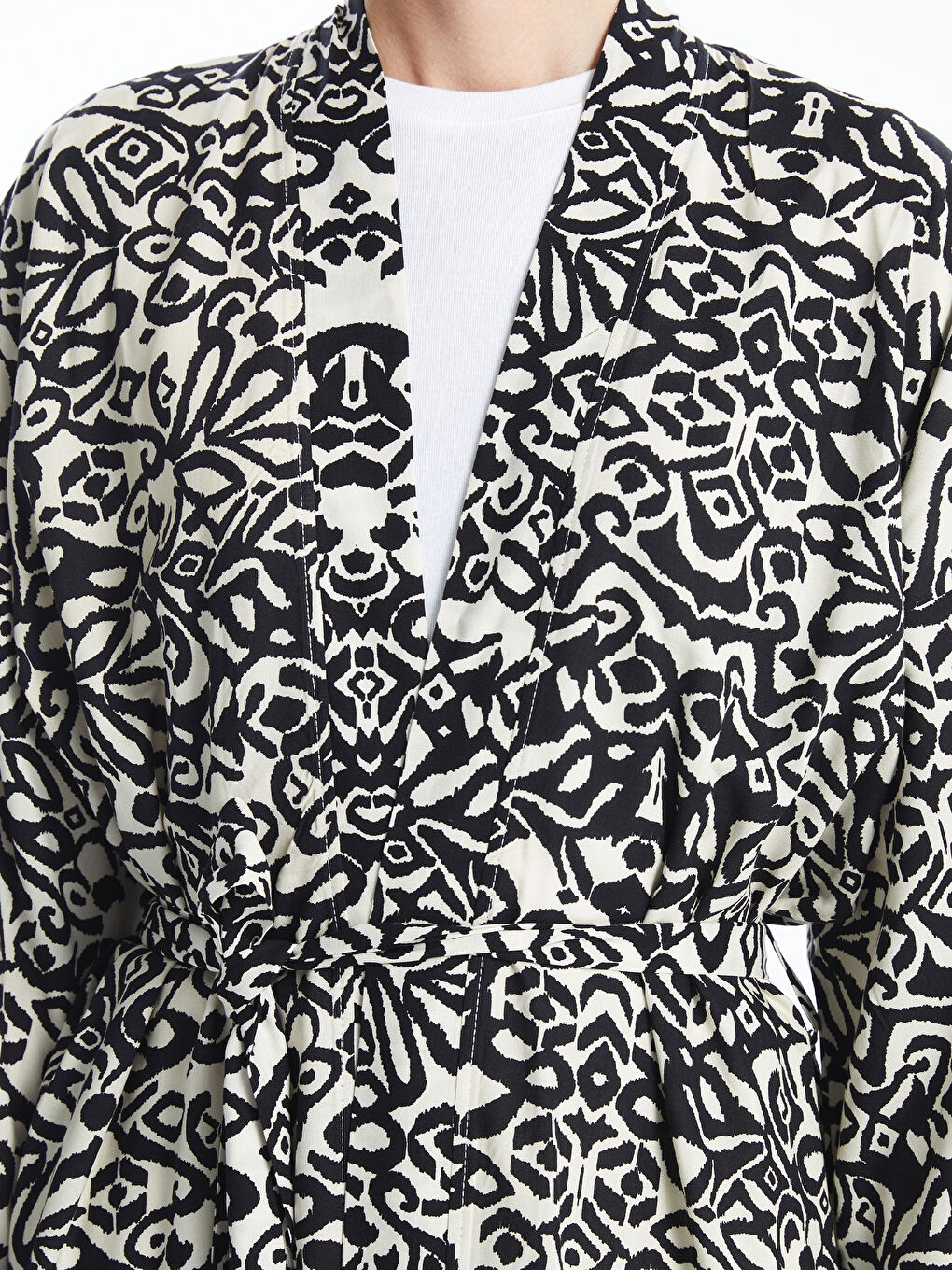 Kimono Oversize à Motifs pour Femmes avec Col Châle-2