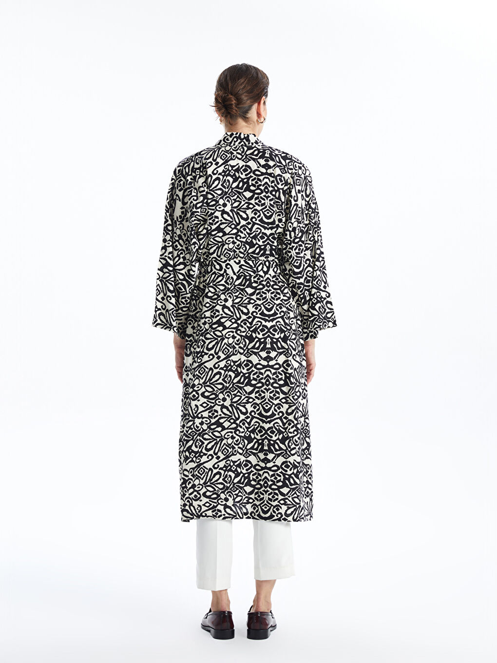 Kimono Oversize à Motifs pour Femmes avec Col Châle-3