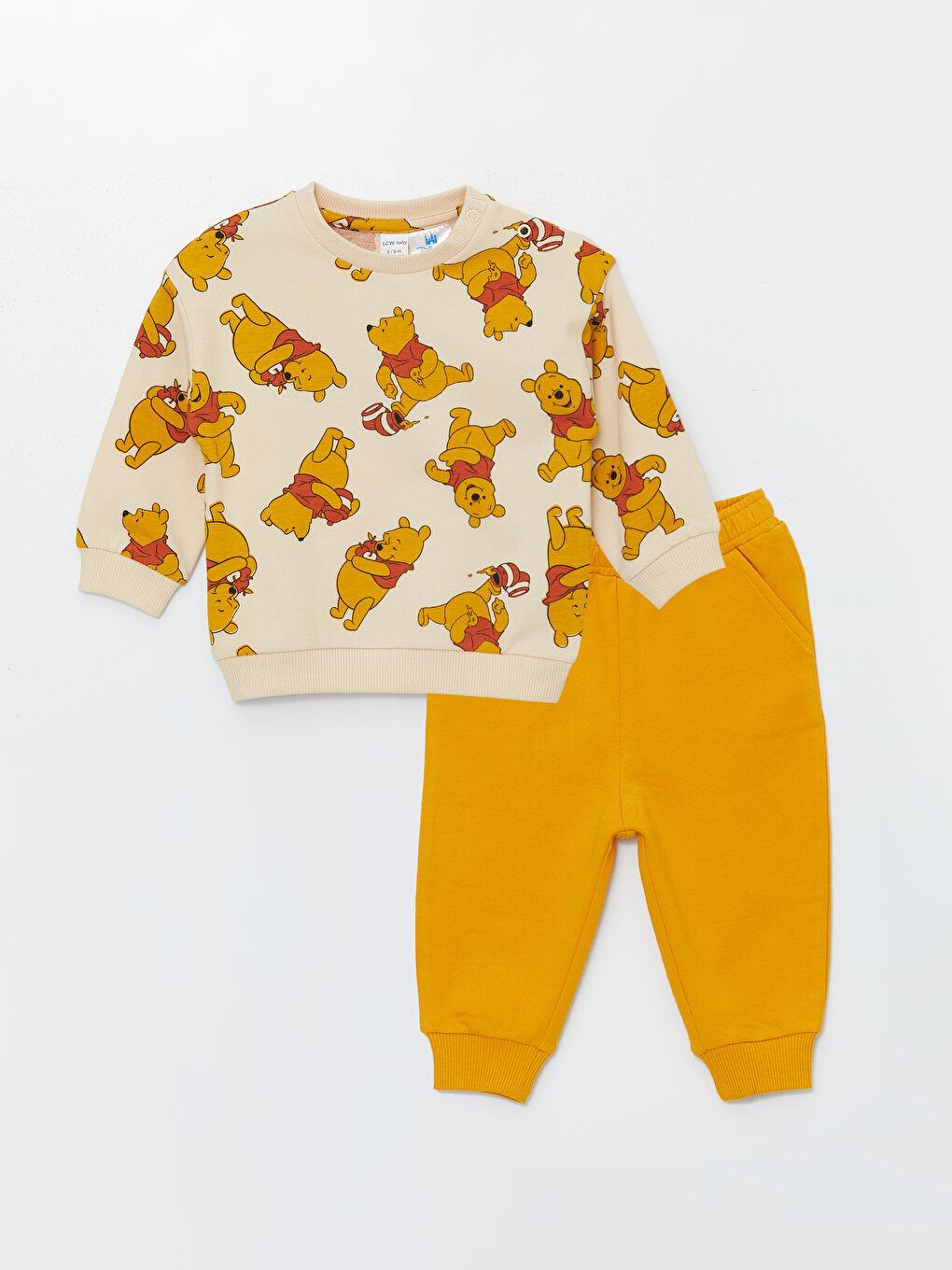 LC Waikiki Crew Neck Long Sleeve Winnie the Pooh Printed Baby Boys' Sweatshirt and Sweatpants 2 Pack Set -W4AS77Z1-LRA