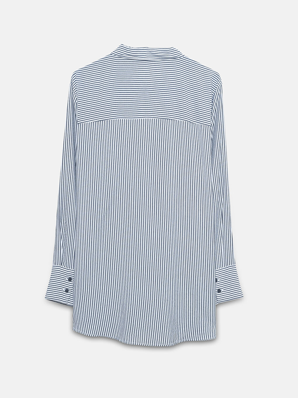 Collared Neck Long Sleeve Women's Striped Shirt-1