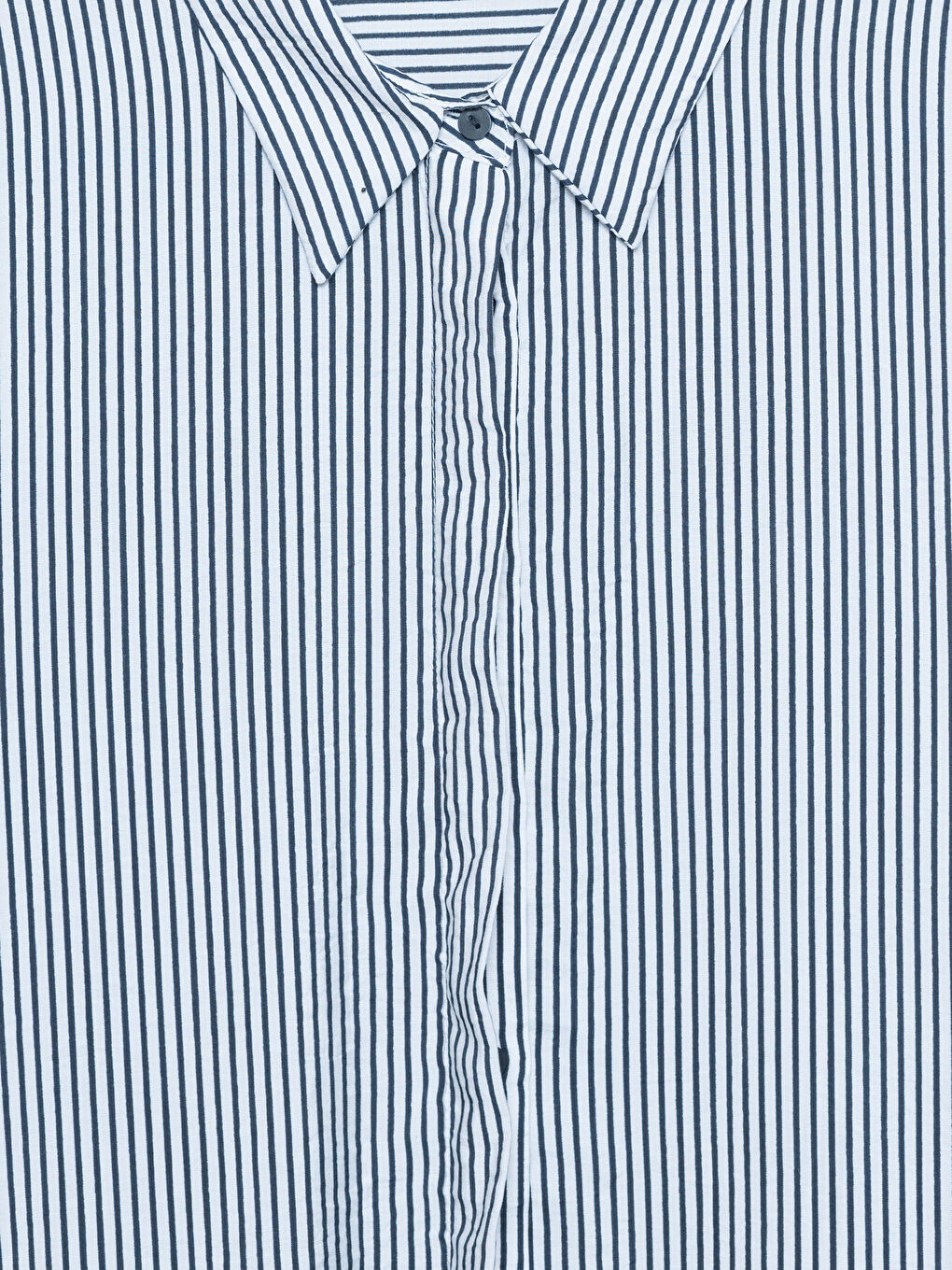 Collared Neck Long Sleeve Women's Striped Shirt-2