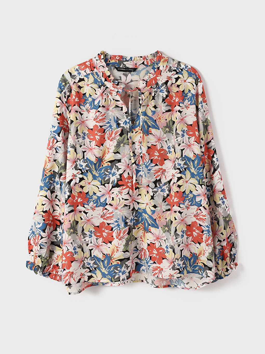 Tie Neck Floral Women's Blouse-4