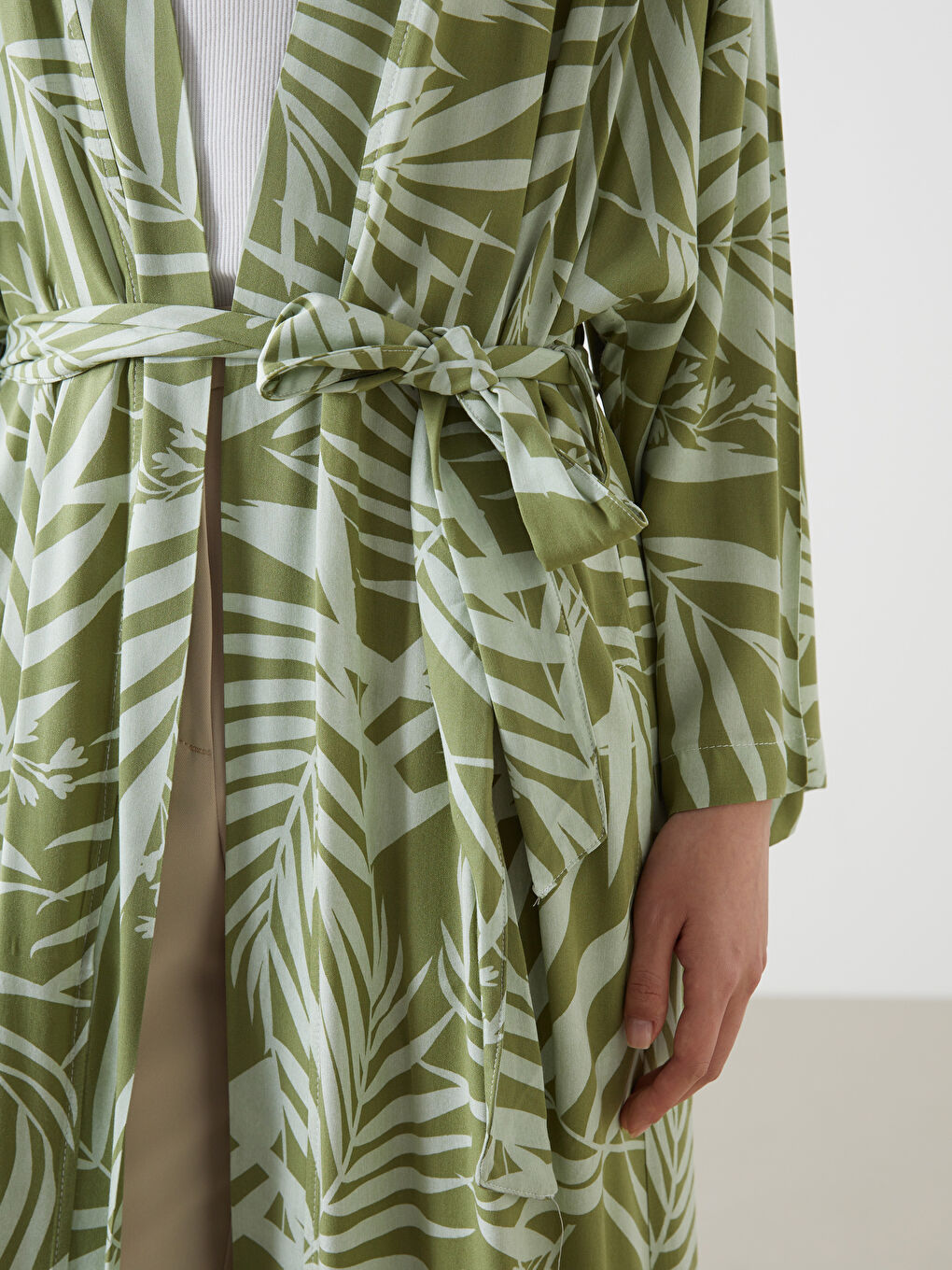 Shawl Collar Patterned Women's Kimono-2