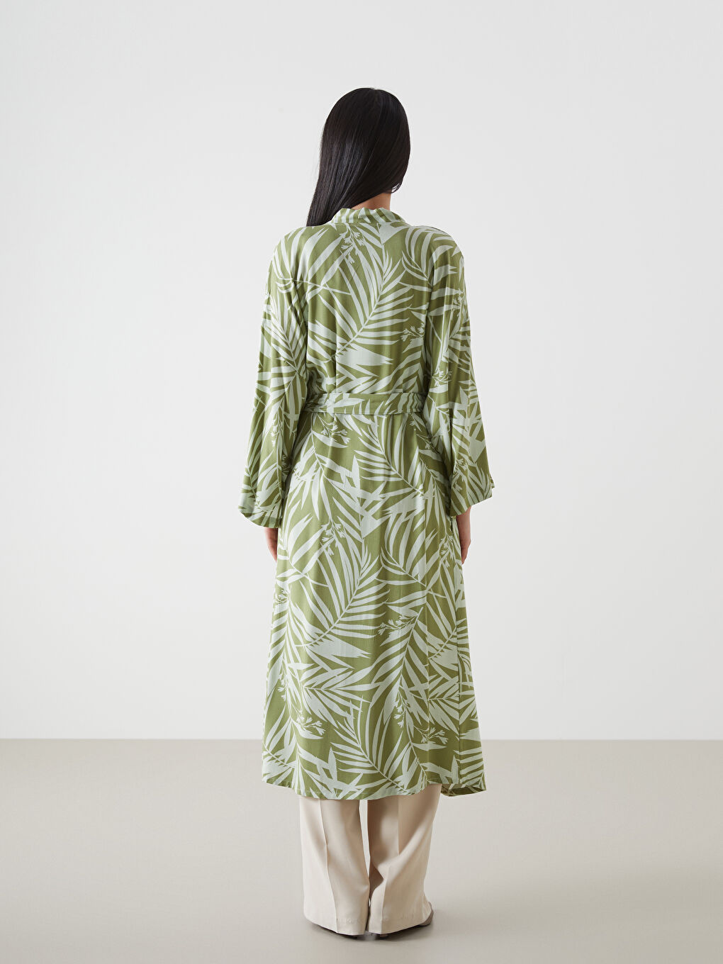 Shawl Collar Patterned Women's Kimono-3