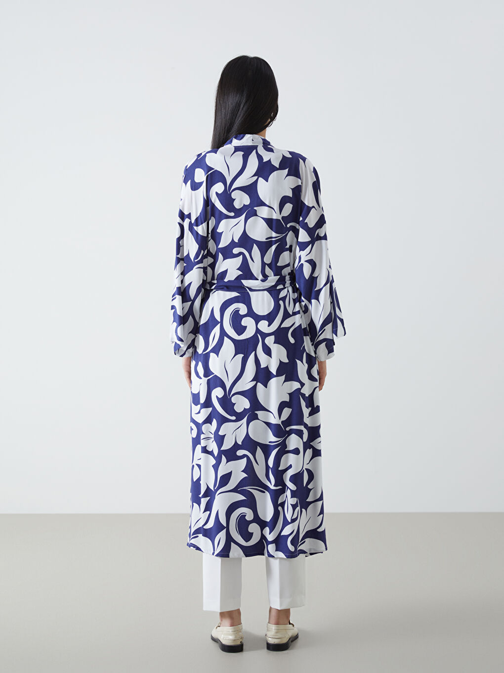 Shawl Collar Patterned Women's Kimono-3