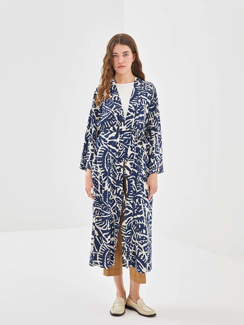 Shawl Collar Patterned Women's Kimono