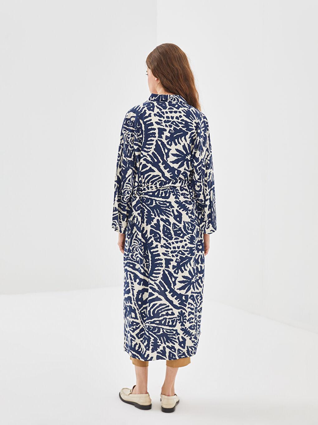 Shawl Collar Patterned Women's Kimono-3