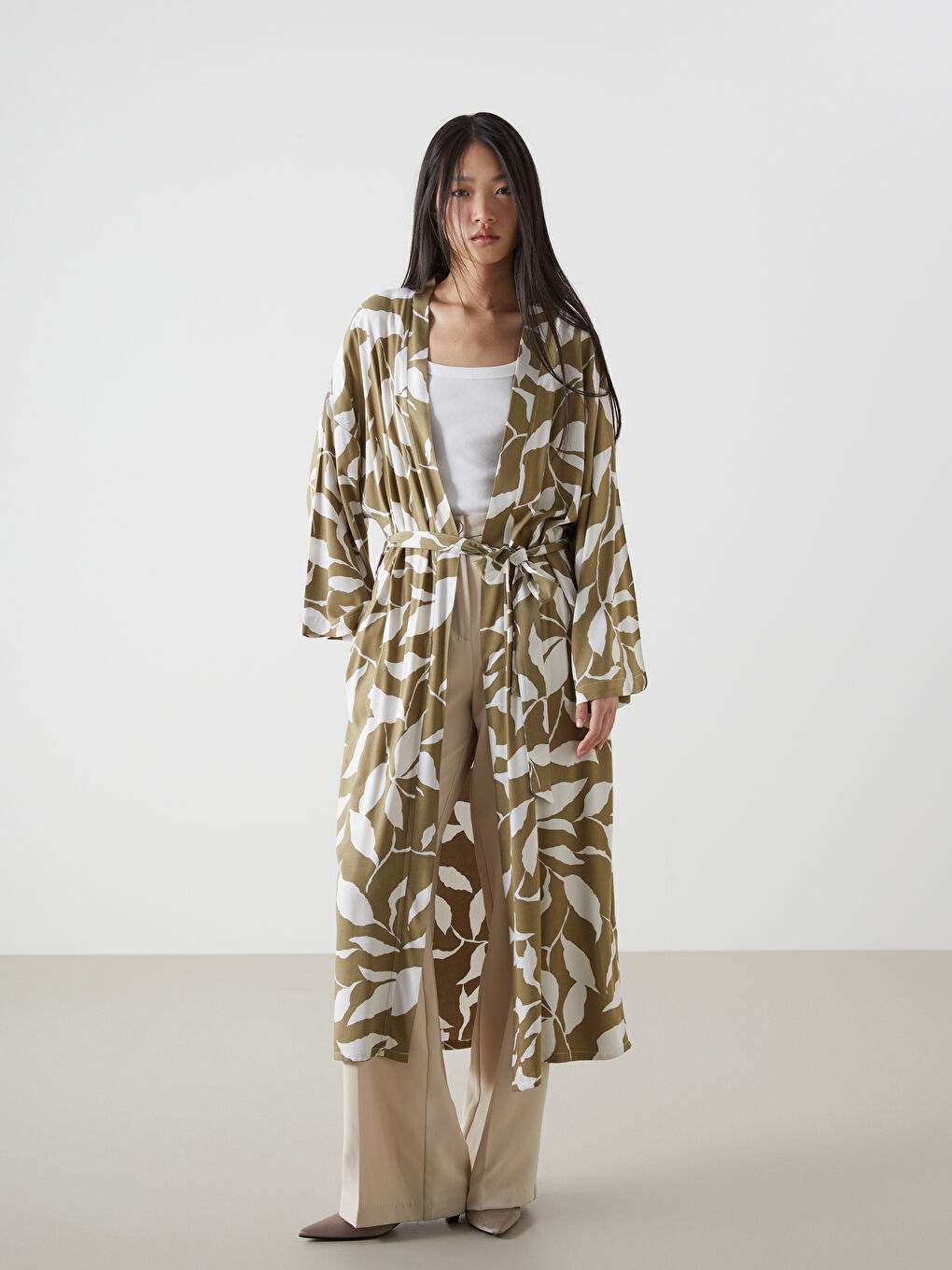Shawl Collar Patterned Women's Kimono
