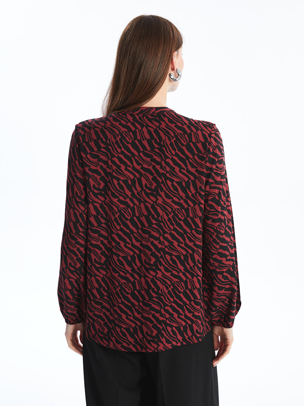 LCWAIKIKI Classic Tie Neck Patterned Long Sleeve Women's Blouse -W4AT52Z8-LQV