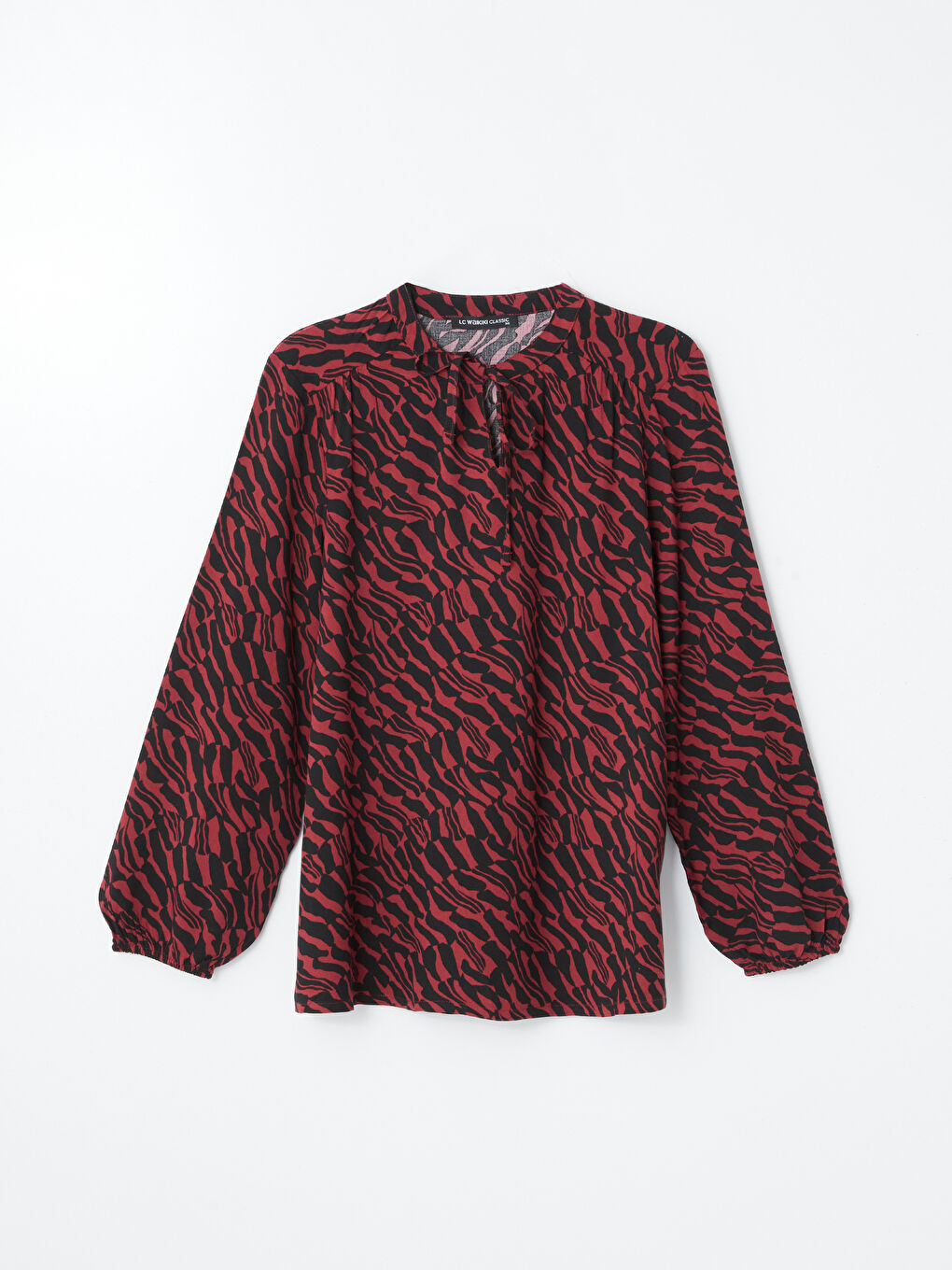 LCWAIKIKI Classic Tie Neck Patterned Long Sleeve Women's Blouse -W4AT52Z8-LQV