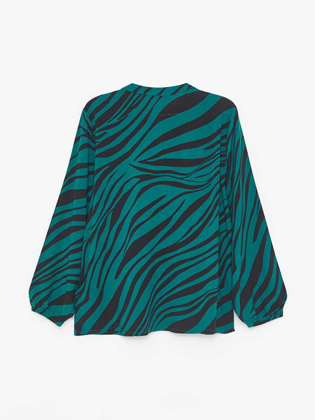Tie Neck Patterned Long Sleeve Women's Blouse-5