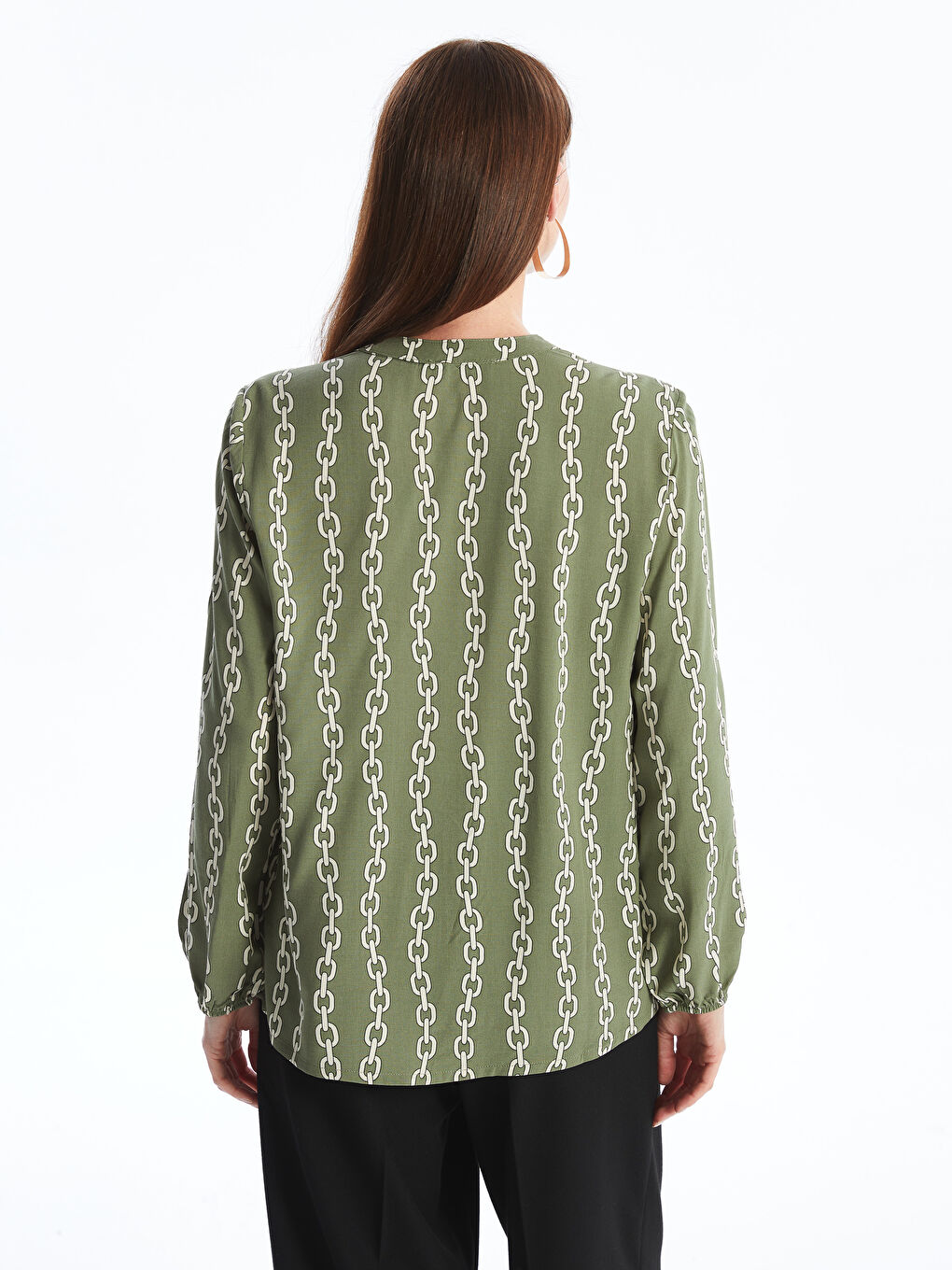 Tie Neck Patterned Women's Blouse-3