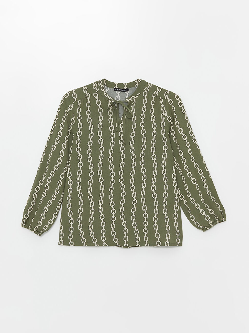 Tie Neck Patterned Women's Blouse-4