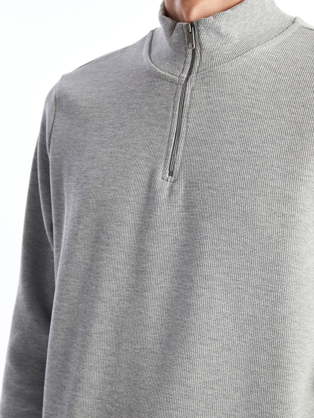 Funnel Neck Long Sleeve Men's Zip-Up Sweatshirt-2