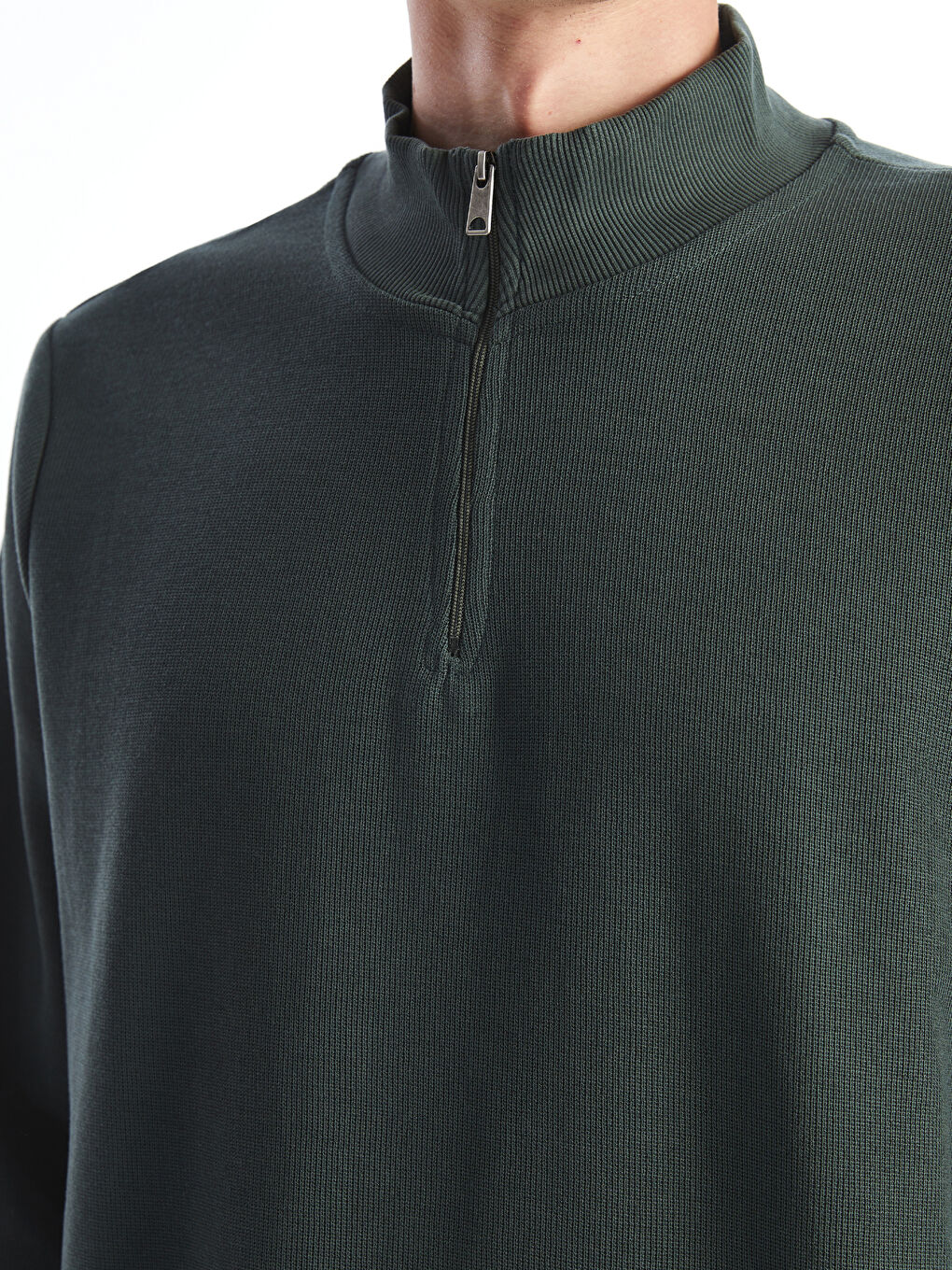 Funnel Neck Long Sleeve Men's Zip-Up Sweatshirt-2