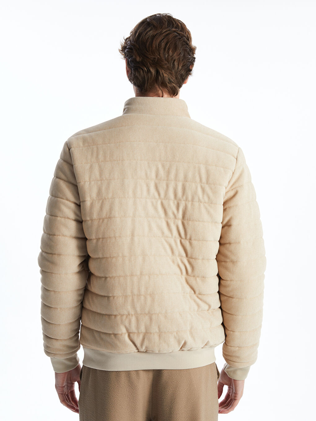 Bej Slim Fit Dik Yaka Erkek Mont-4