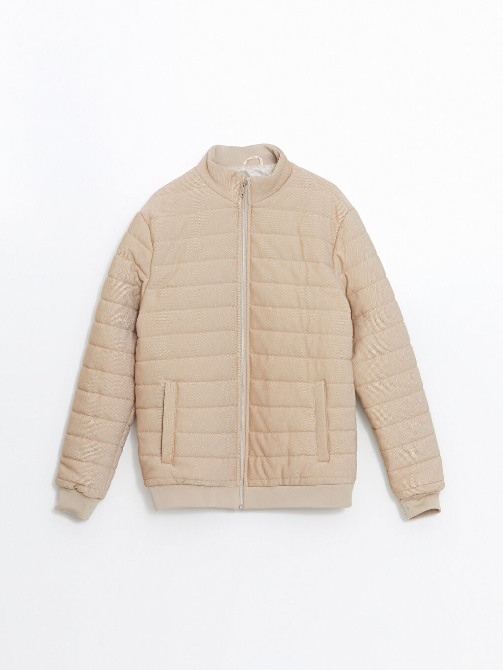 Bej Slim Fit Dik Yaka Erkek Mont-5