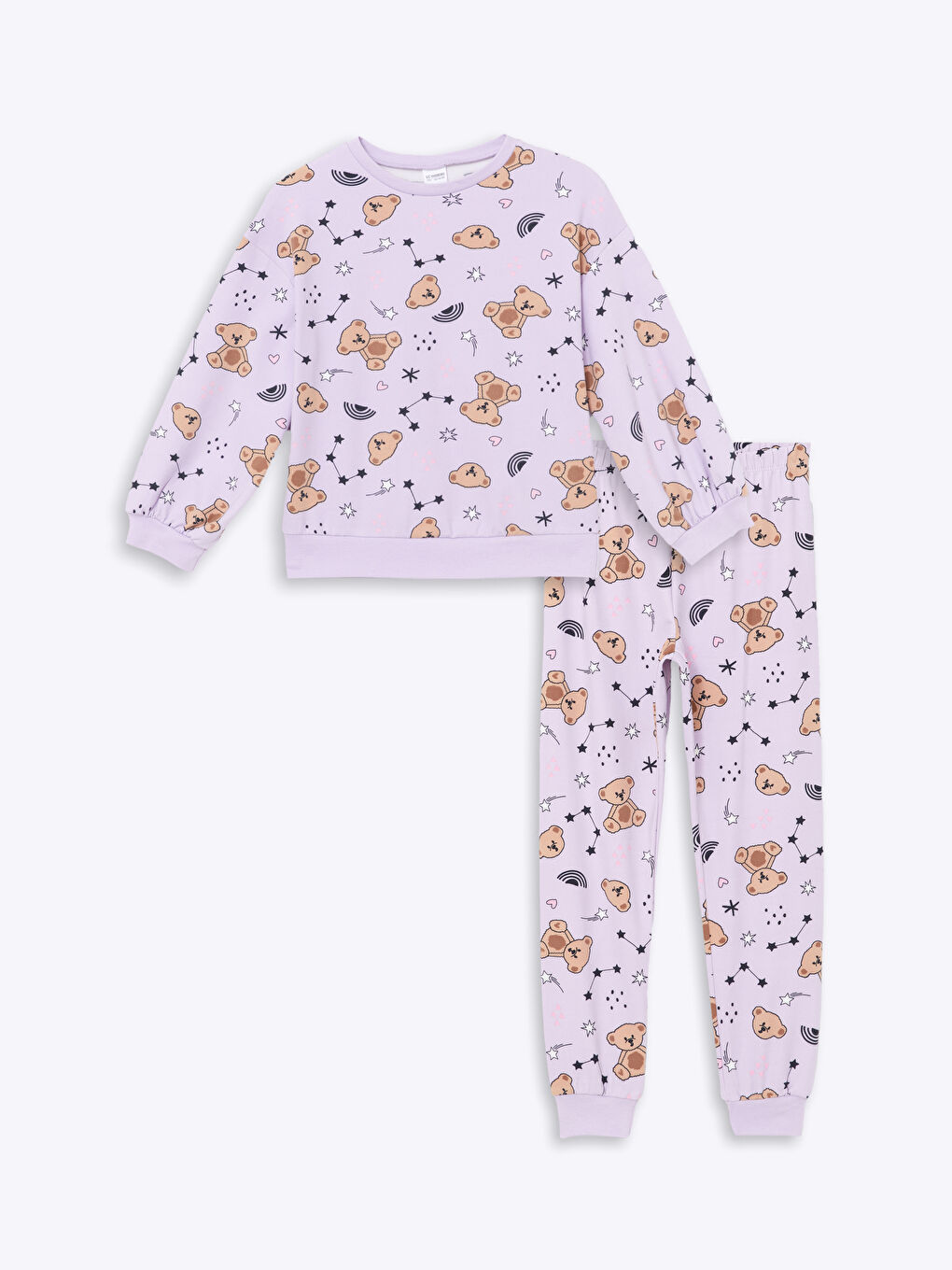 LCW Kids Lila Bisiklet Yaka Kız Çocuk Pijama Takımı - 2