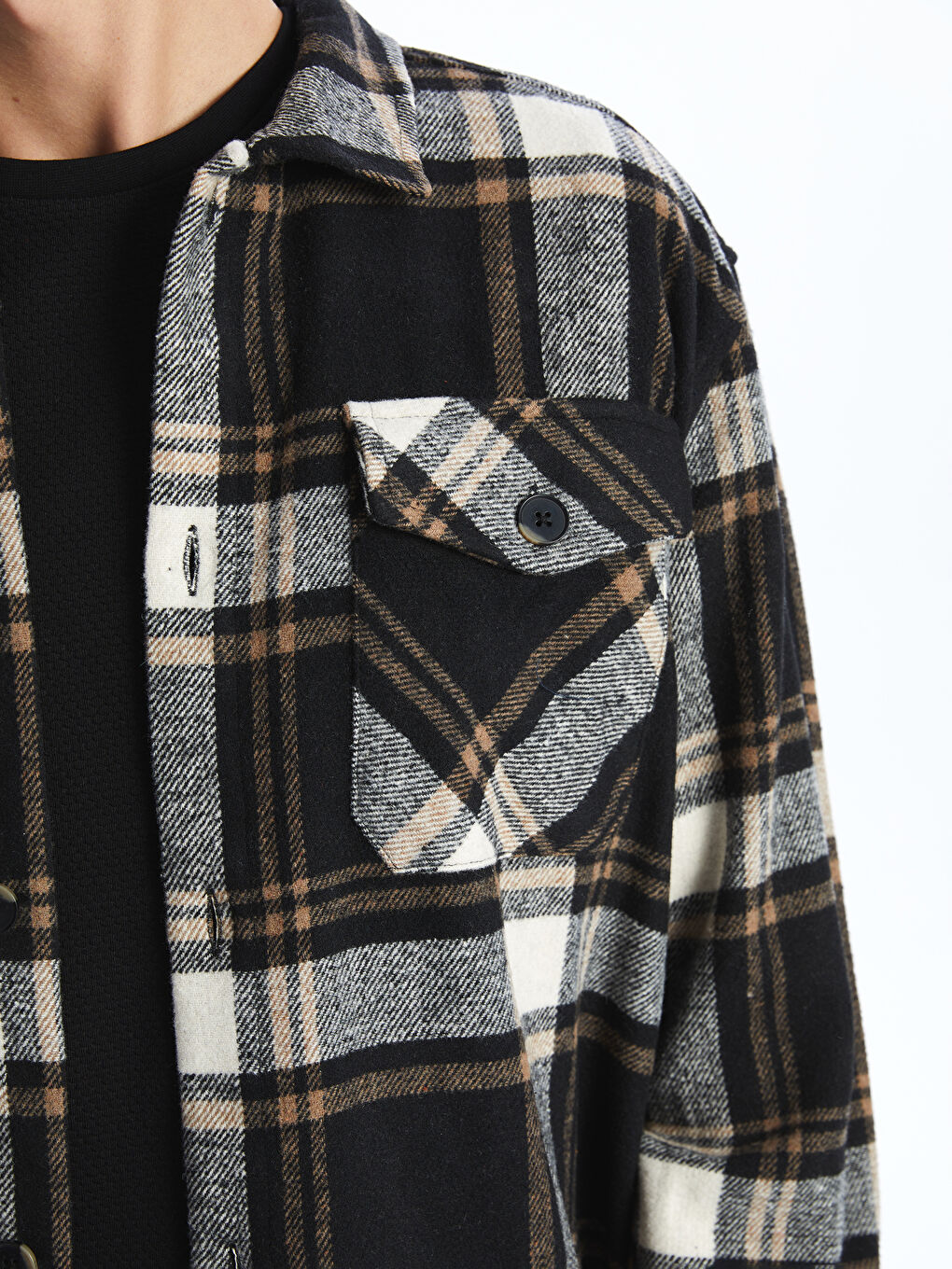 Regular Fit Long Sleeve Plaid Men's Flannel Shirt Jacket-2