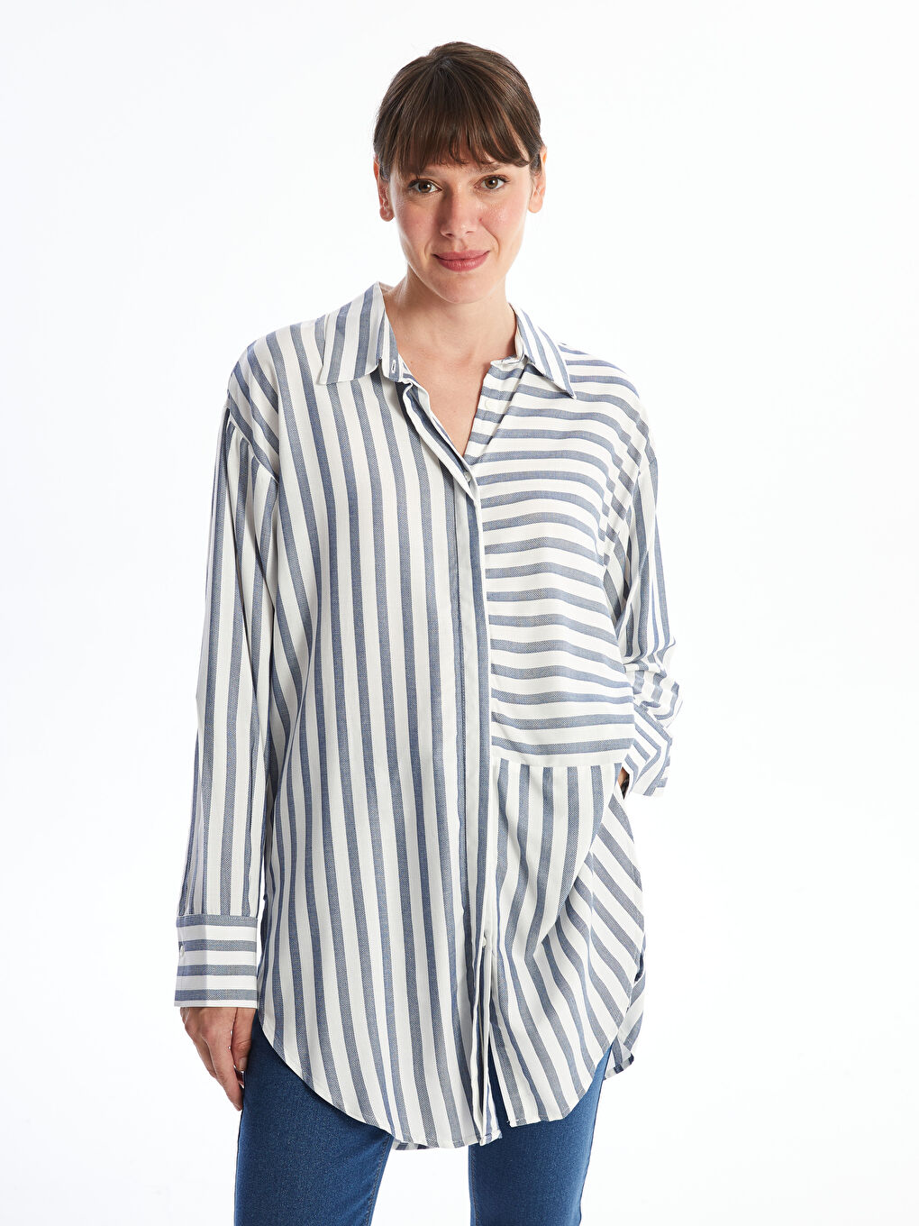 Striped Oversize Women's Shirt Tunic