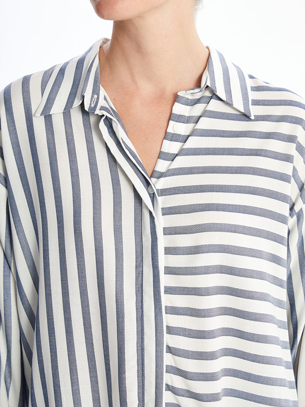 Striped Oversize Women's Shirt Tunic-2
