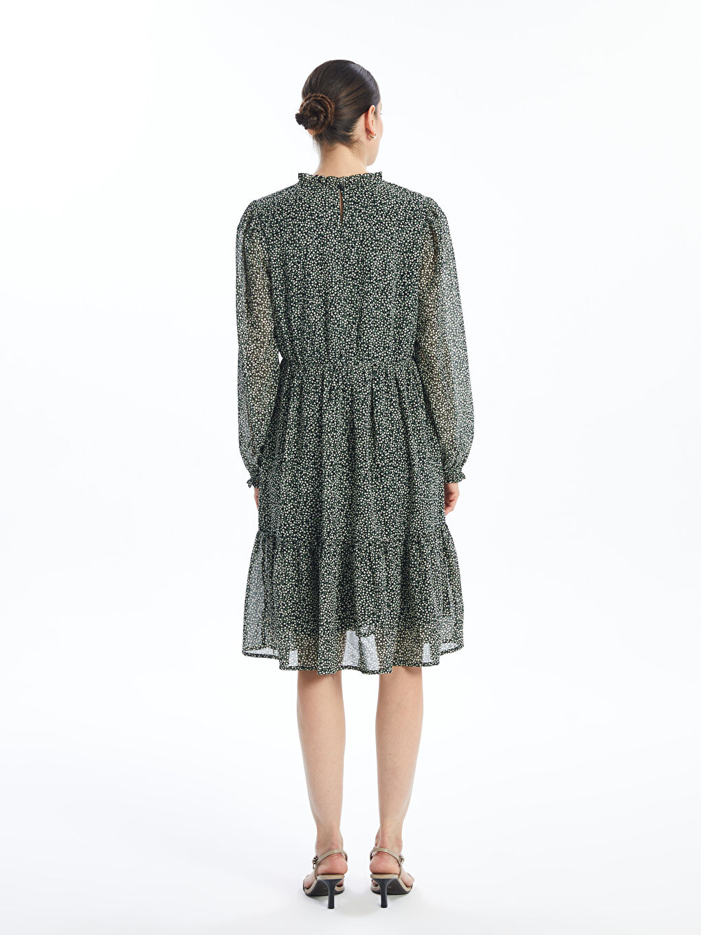 LCWAIKIKI Classic Ruffled Funnel Neck Floral Women's Dress -W4AU57Z8-LQJ