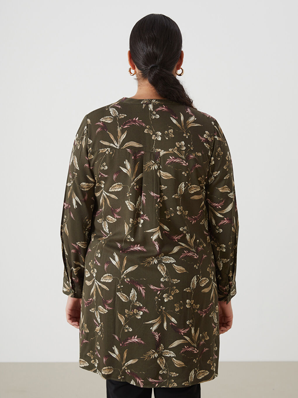 Haki Bisiklet Yaka Desenli Kadın Tunik-7