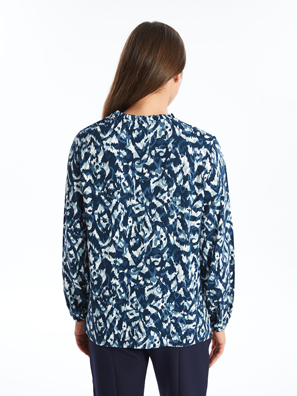 Tie Neck Patterned Women's Blouse-4