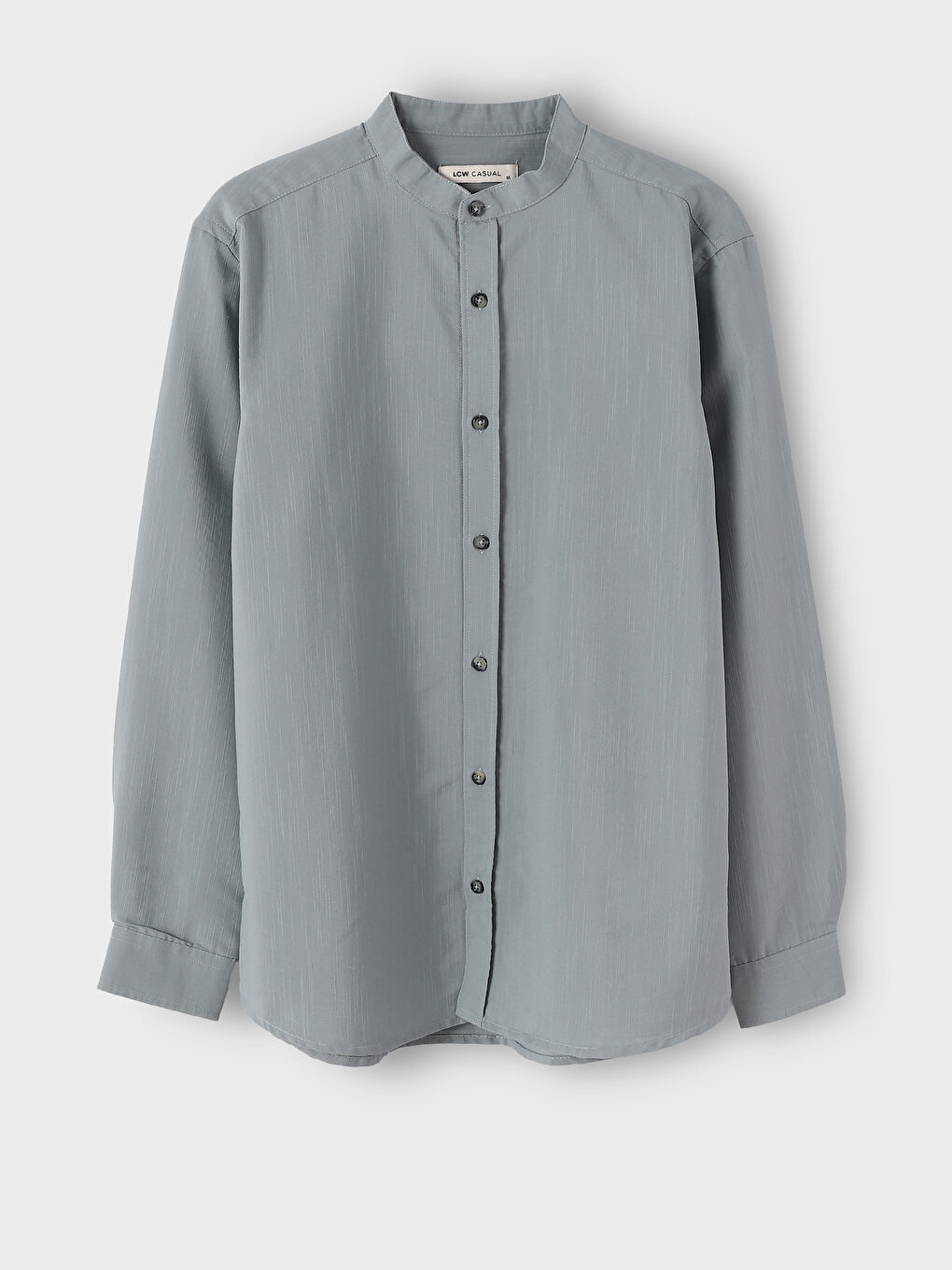 قميص كم طويل ياقة مندرين عادي للرجال