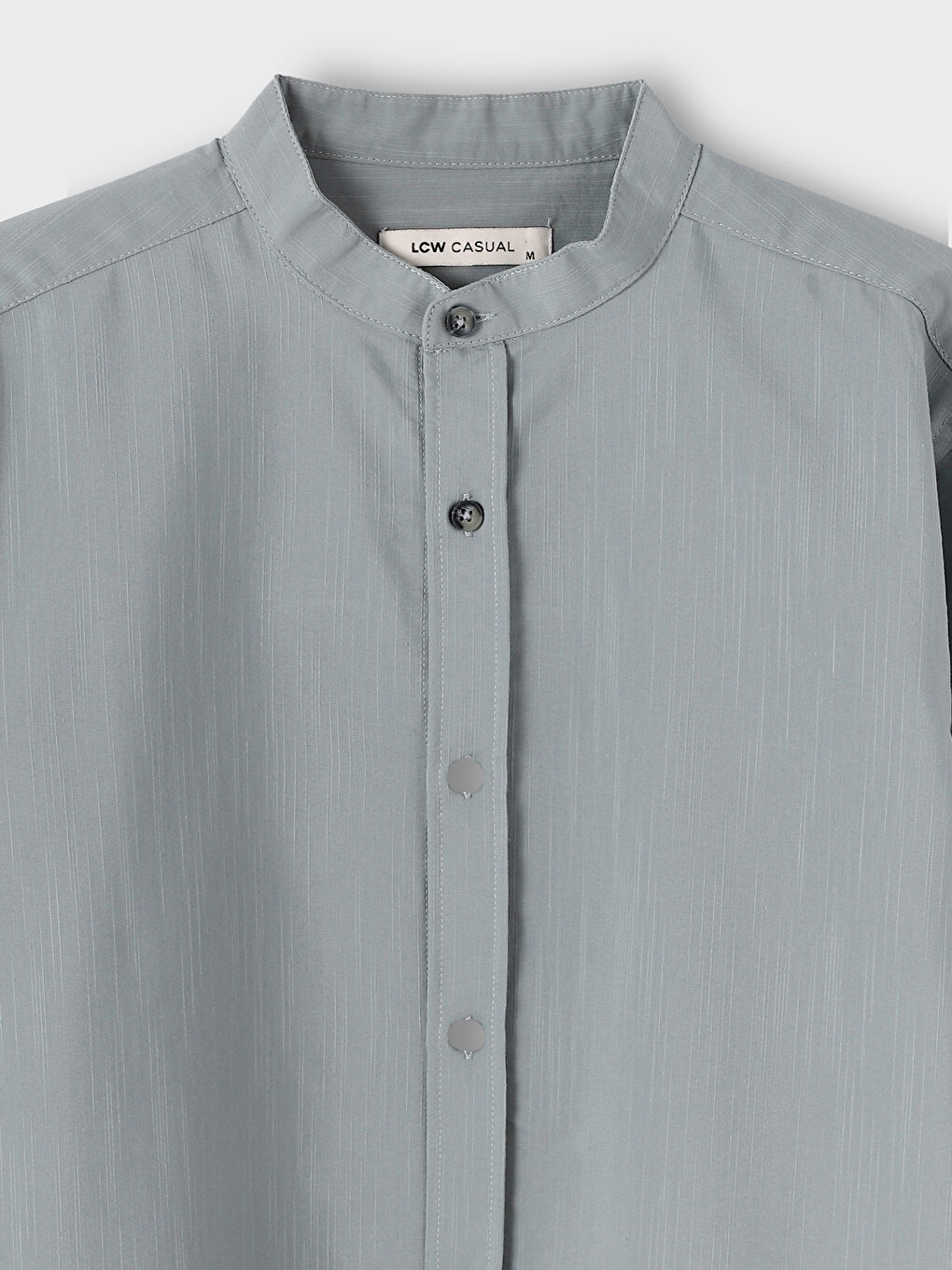 قميص كم طويل ياقة مندرين عادي للرجال-1