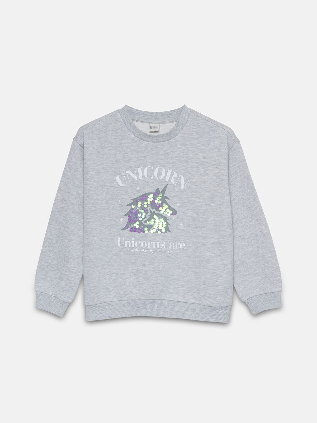 LCW Kids Crew Neck Girl's Thick Sweatshirt -W4AV64Z4-LAL