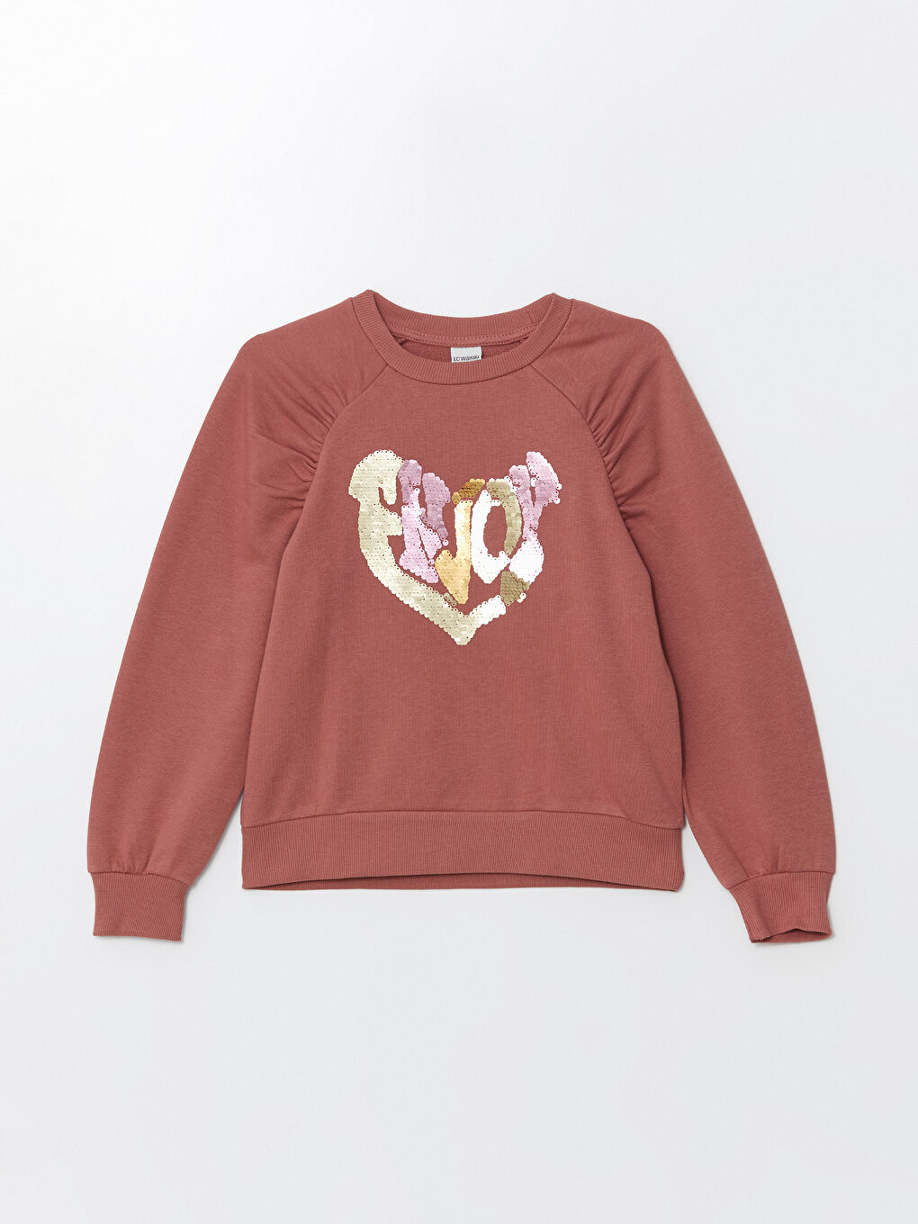 LCW Kids Gülkurusu Bisiklet Yaka Kız Çocuk Sweatshirt