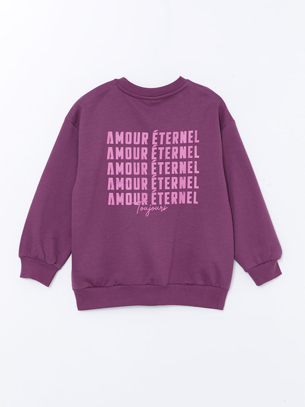 LCW Kids Açık Mürdüm Bisiklet Yaka Kız Çocuk Kalın Sweatshirt - 1