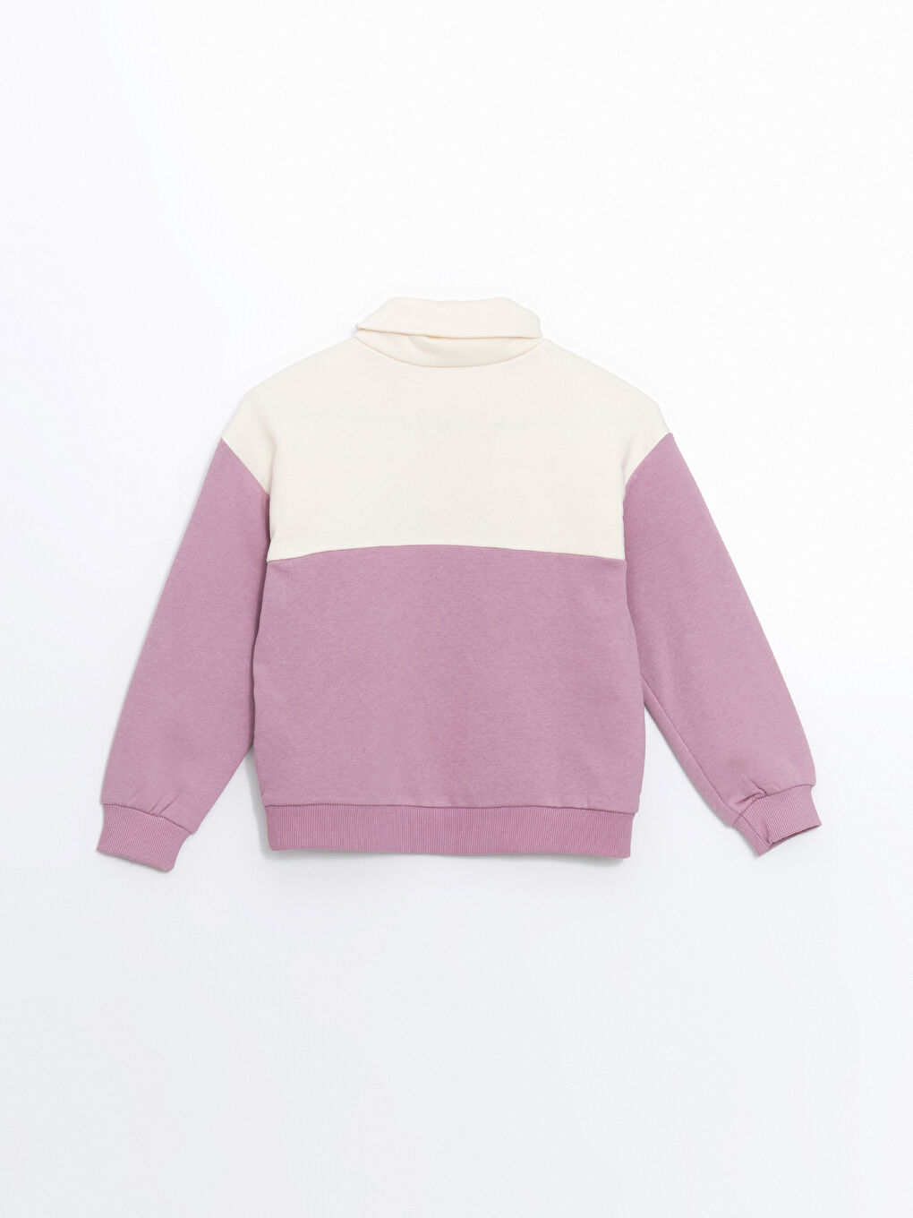 LCW Kids Mat Lila Dik Yaka Kız Çocuk Kalın Sweatshirt - 2