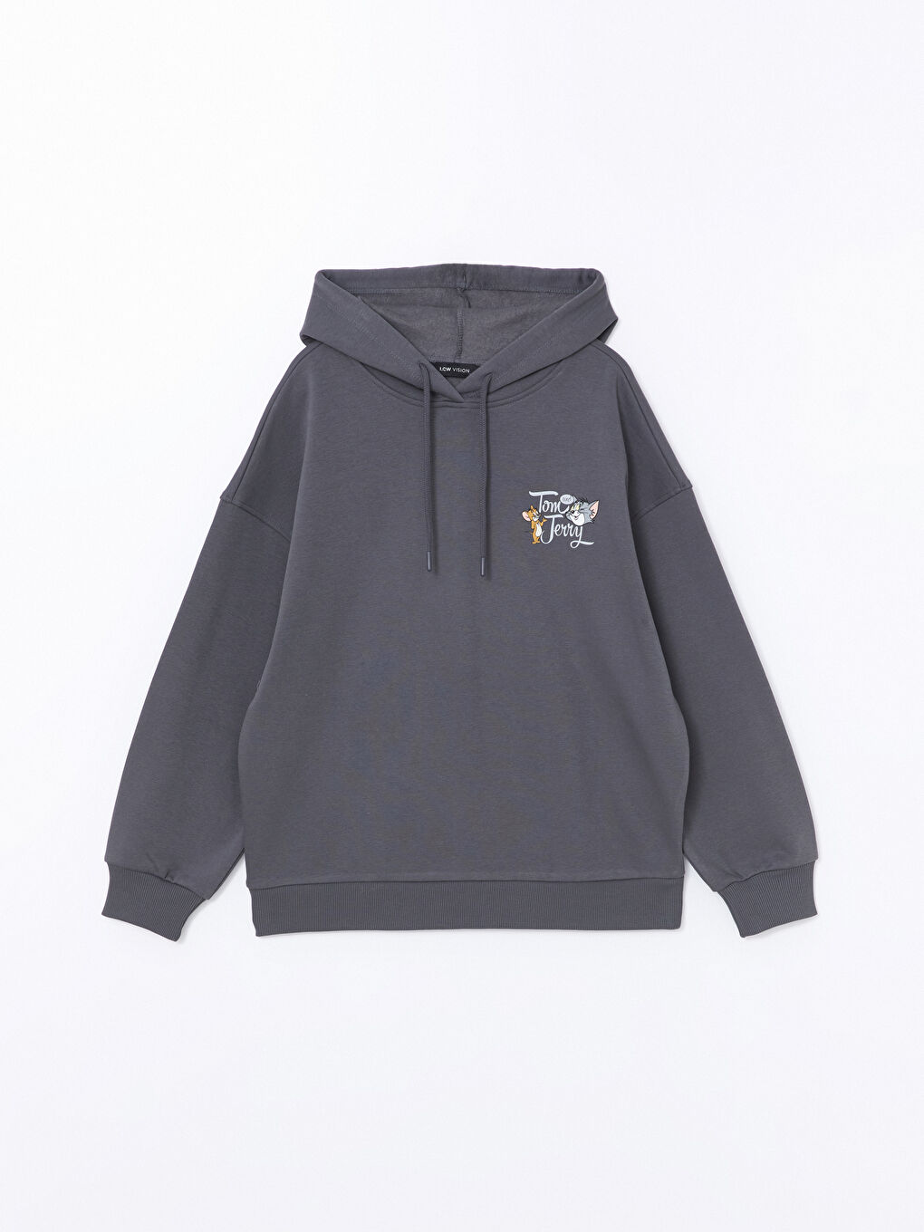 LCW Vision Antrasit Tom & Jerry Baskılı Oversize Kadın Hoodie - 4