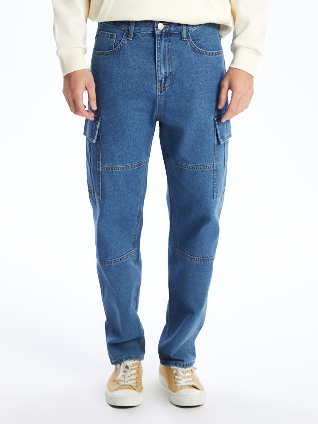 LCW Casual Orta İndigo Rodeo Baggy Fit Erkek Kargo Jean Pantolon - 1