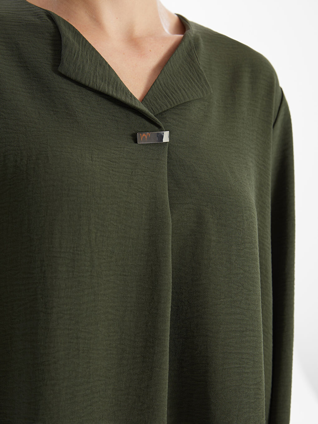LCW Grace Notch Neck Women's Blouse -W4BA01Z8-HDG