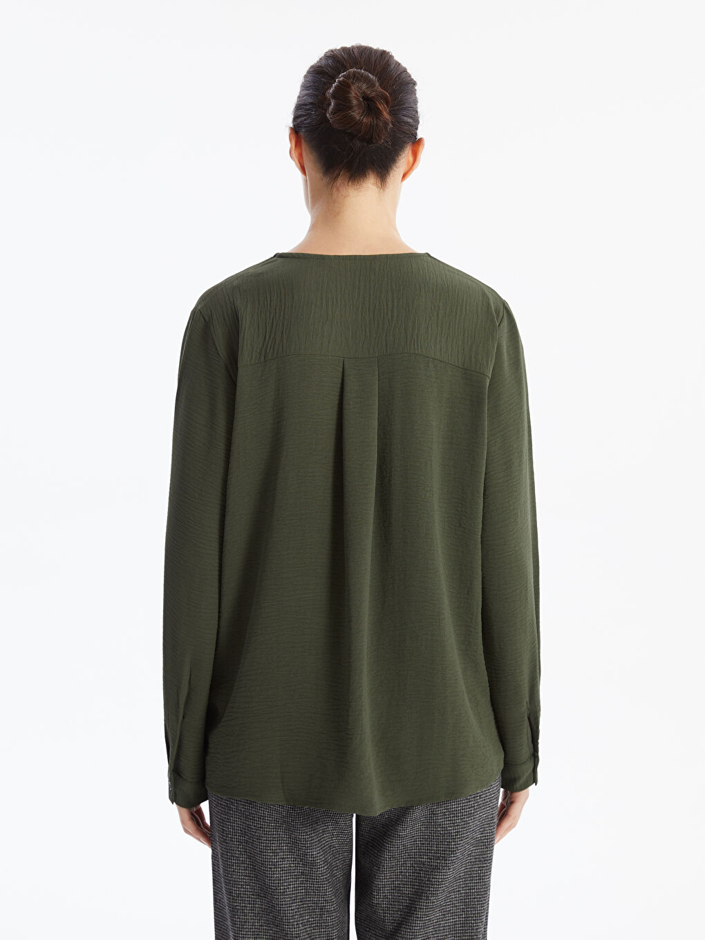LCW Grace Notch Neck Women's Blouse -W4BA01Z8-HDG