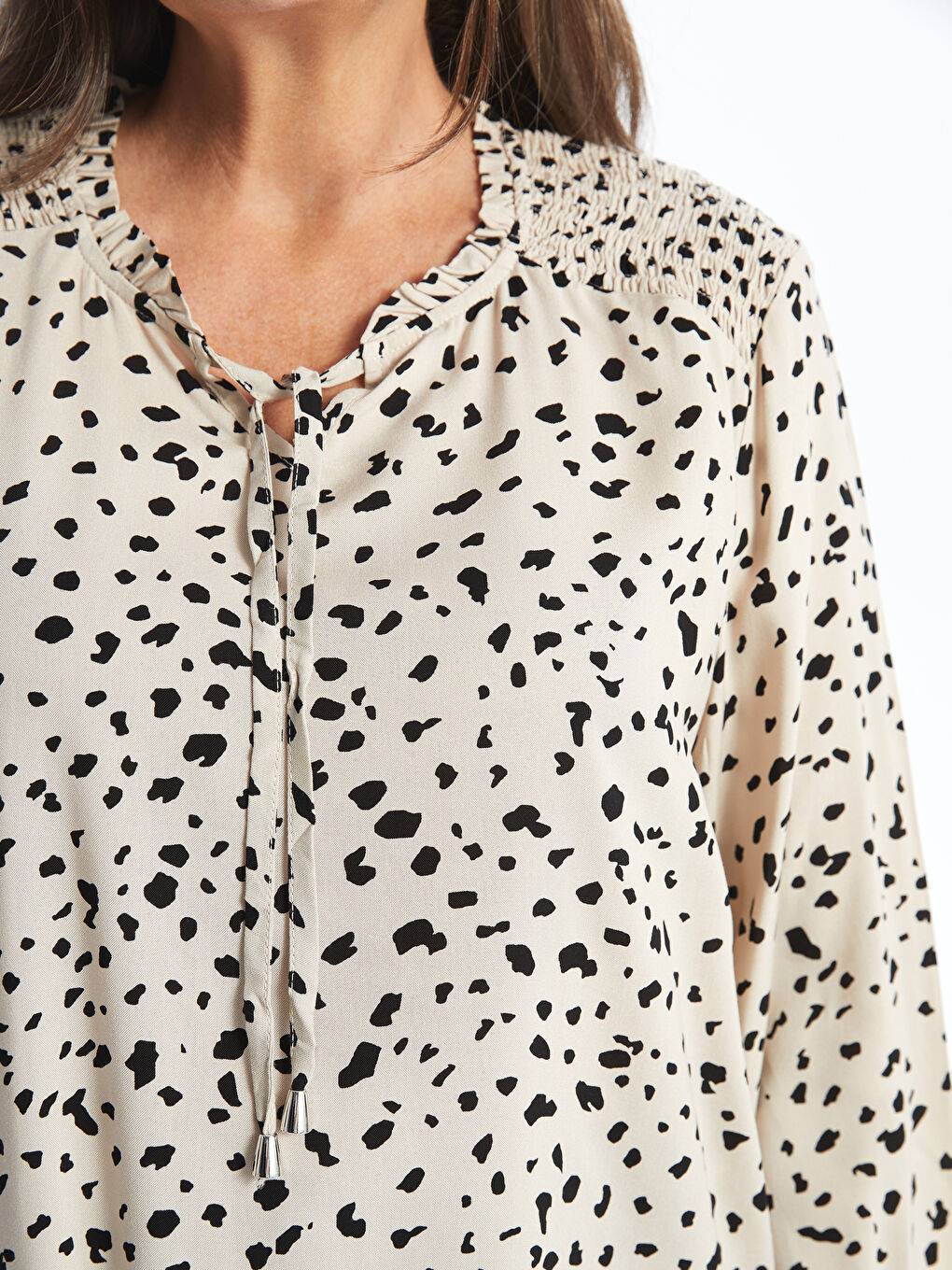 LCW Grace Notch Neck Patterned Women's Blouse -W4BA02Z8-LQB